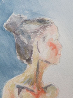 Nude head and shoulders, watercolour